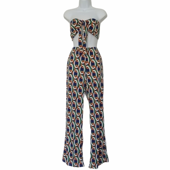 One By One Forever 21 2 Piece Bandeau Chain Print Set Large Festival Vacation. - Picture 1 of 6